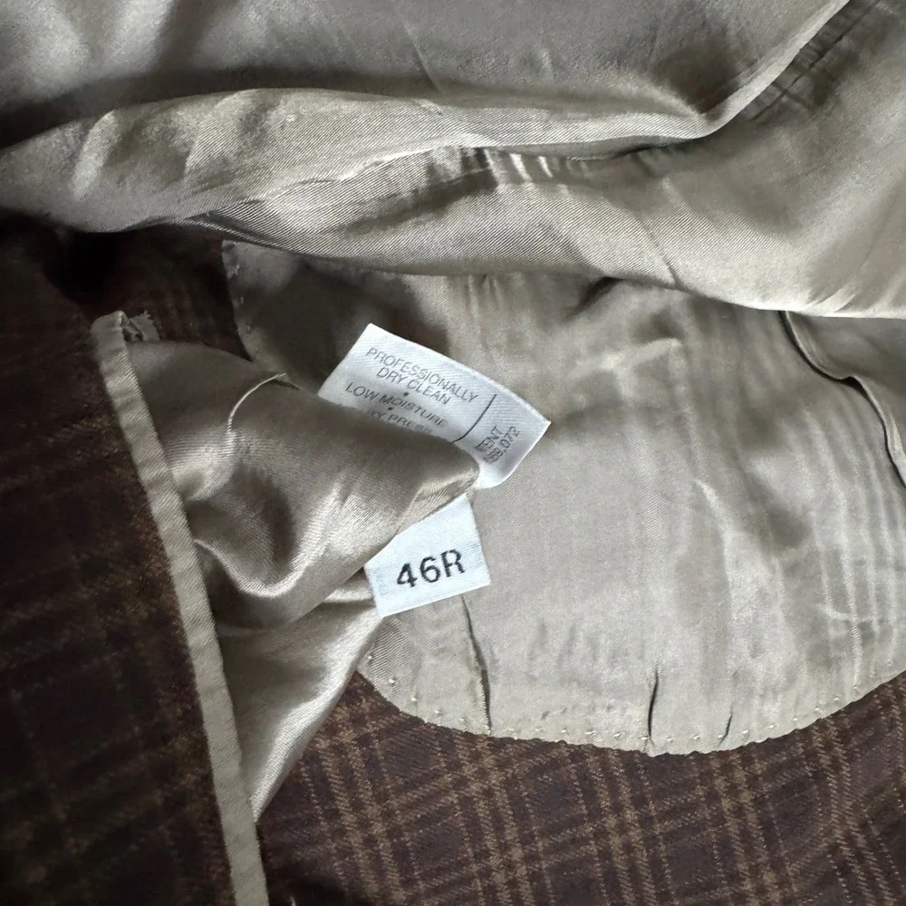 Hart Schaffner Marx Gold Trumpeter Mens Brown Plaid Blazer‎ Coat 46R - Picture 4 of 10